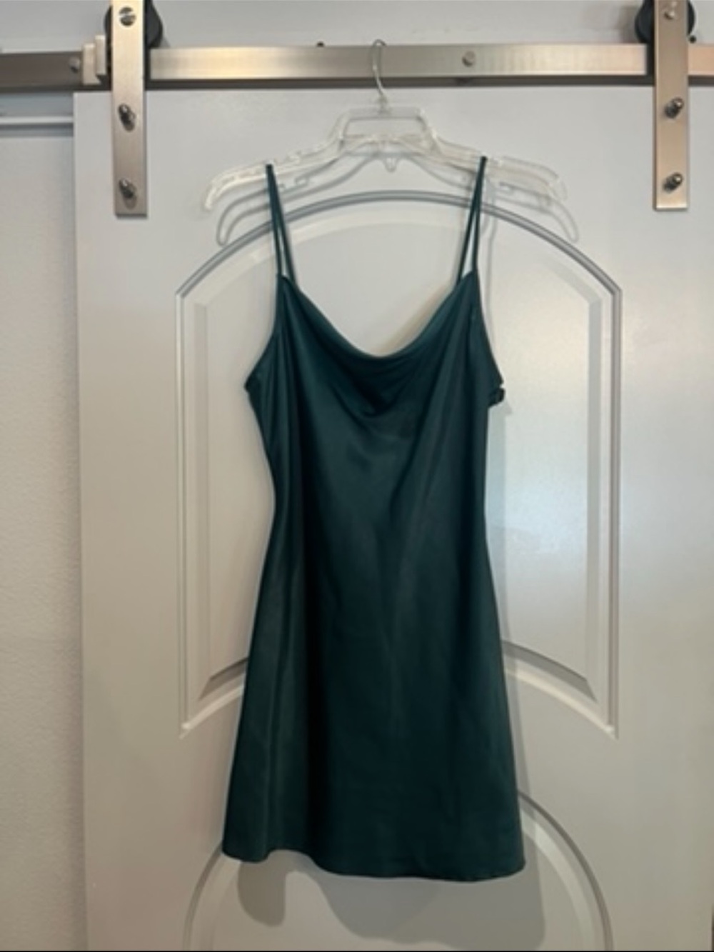 Vintage Forever 21 emerald green Satin Cowl neck Mini Dress. Total Y2K vibes!